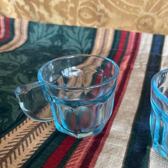 Other - Vintage Blue glass cups with vertical ridges